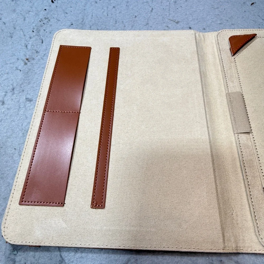 Unbranded Tablet Portfolio Unisex Medium Tan Good Canvas Faux Leather Folio